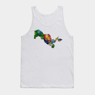 Spirograph Patterned Uzbekistan Divisions Map Tank Top